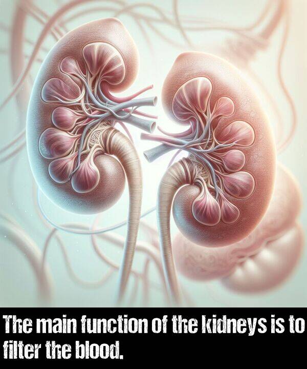 blood: The main function of the kidneys is to filter the blood.