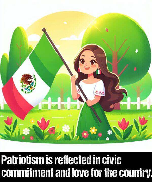 country: Patriotism is reflected in civic commitment and love for the country.