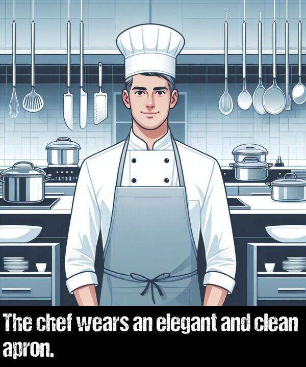elegant: The chef wears an elegant and clean apron.