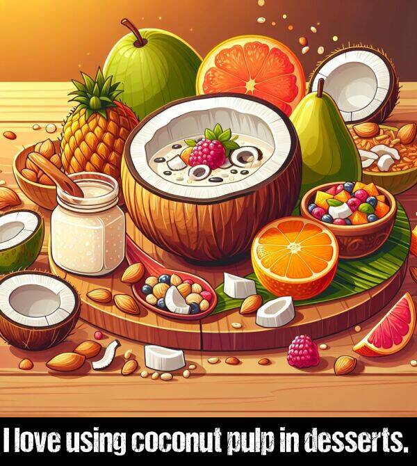 pulp: I love using coconut pulp in desserts.