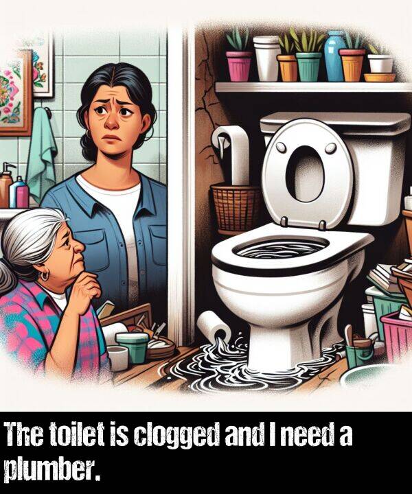 need: The toilet is clogged and I need a plumber.