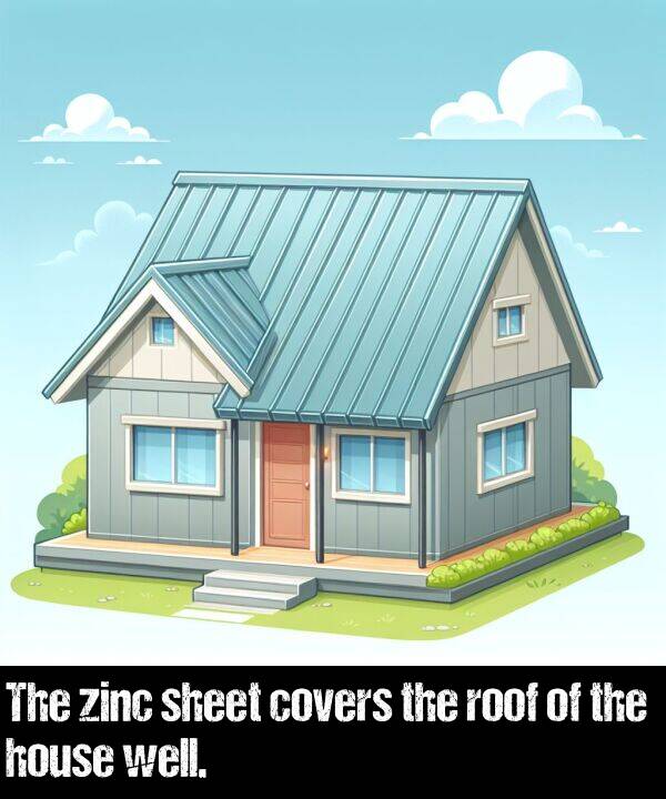 zinc: The zinc sheet covers the roof of the house well.