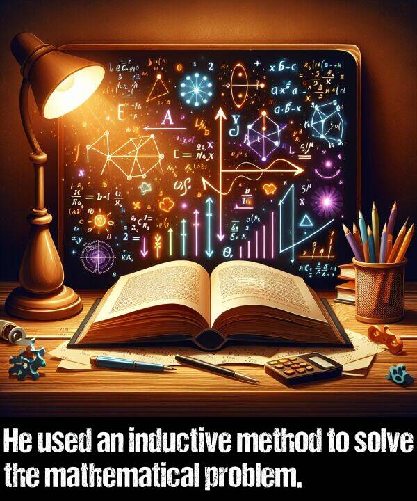 used: He used an inductive method to solve the mathematical problem.