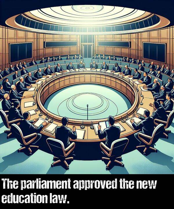law: The parliament approved the new education law.