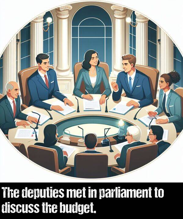 met: The deputies met in parliament to discuss the budget.