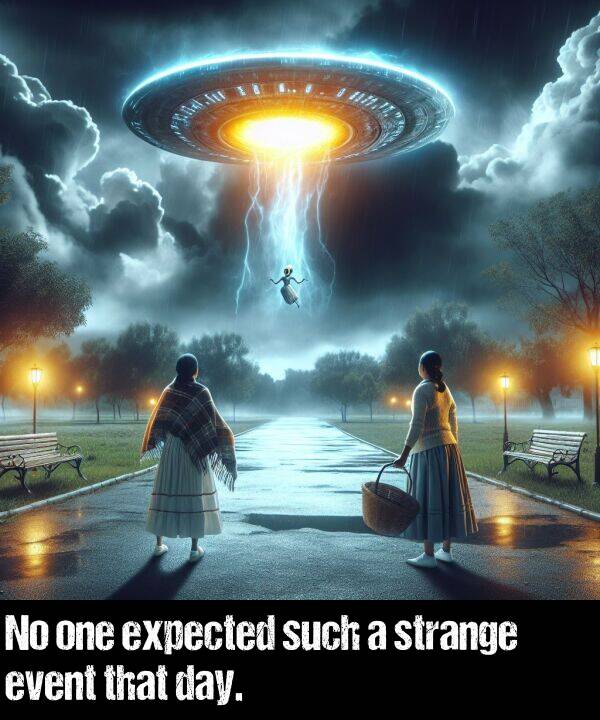 one: No one expected such a strange event that day.