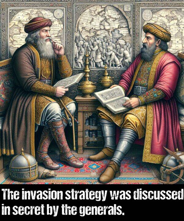 generals: The invasion strategy was discussed in secret by the generals.