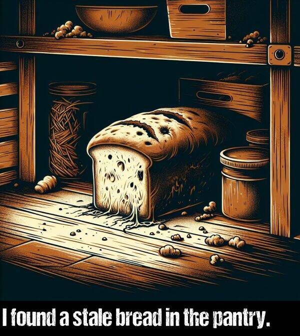 the: I found a stale bread in the pantry.