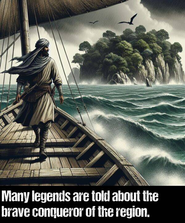 legends: Many legends are told about the brave conqueror of the region.