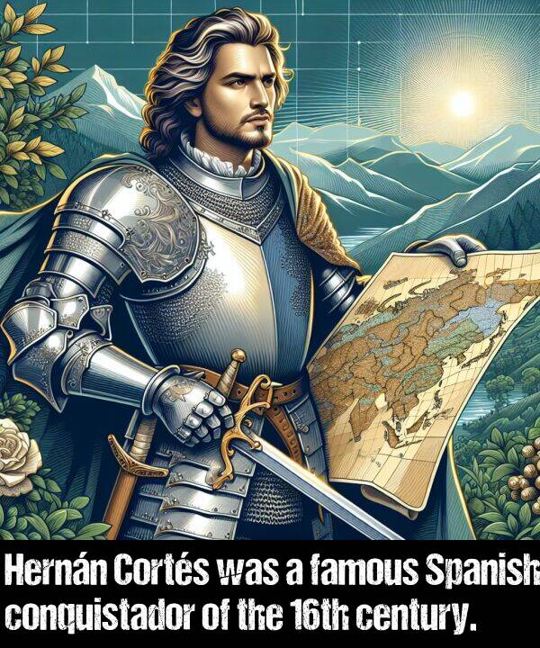 famous: Hernán Cortés was a famous Spanish conquistador of the 16th century.