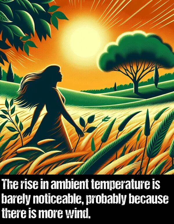 noticeable: The rise in ambient temperature is barely noticeable, probably because there is more wind.