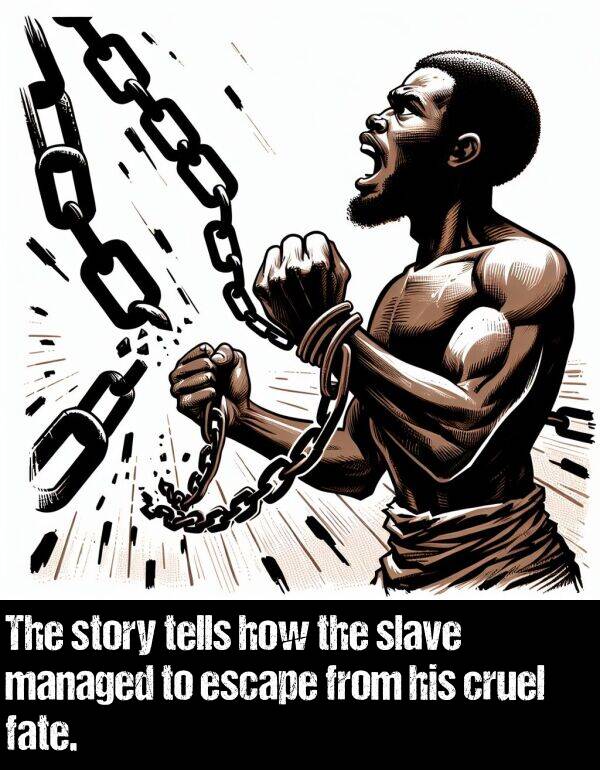 how: The story tells how the slave managed to escape from his cruel fate.