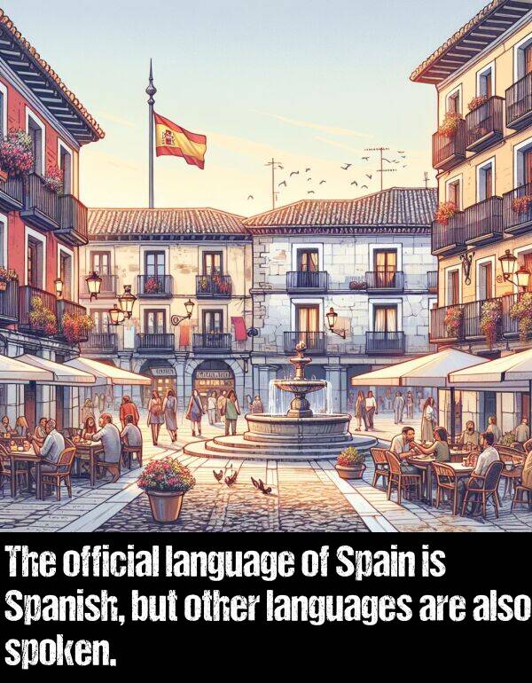 language: The official language of Spain is Spanish, but other languages are also spoken.