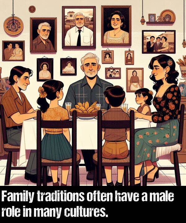 cultures: Family traditions often have a male role in many cultures.