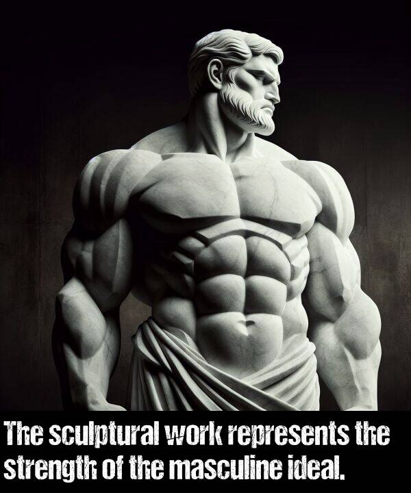 work: The sculptural work represents the strength of the masculine ideal.