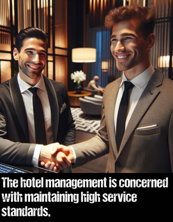 management: The hotel management is concerned with maintaining high service standards.