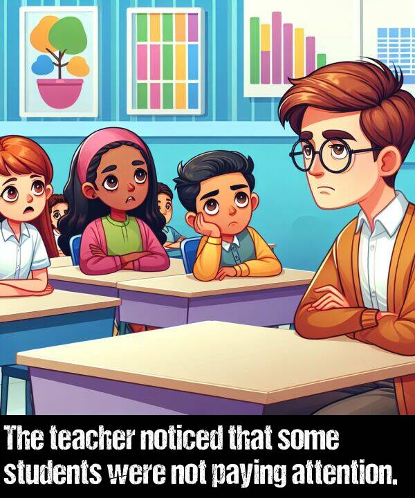 not: The teacher noticed that some students were not paying attention.
