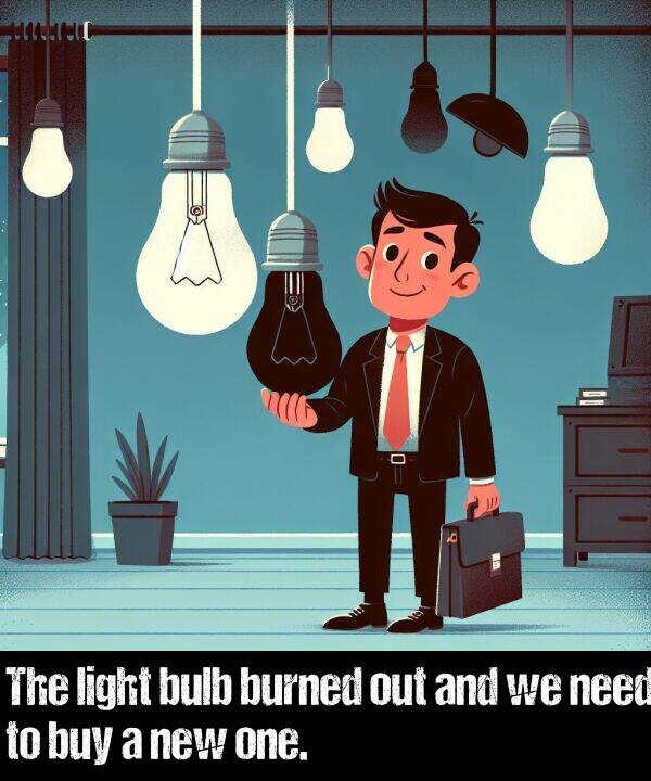 light: The light bulb burned out and we need to buy a new one.