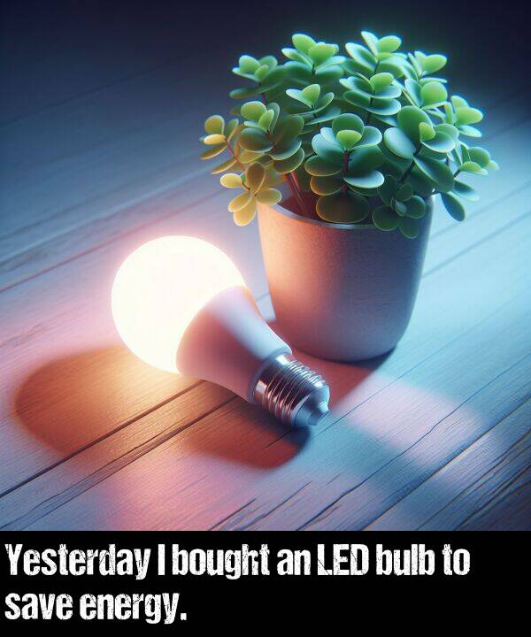 bulb: Yesterday I bought an LED bulb to save energy.