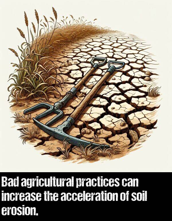 acceleration: Bad agricultural practices can increase the acceleration of soil erosion.
