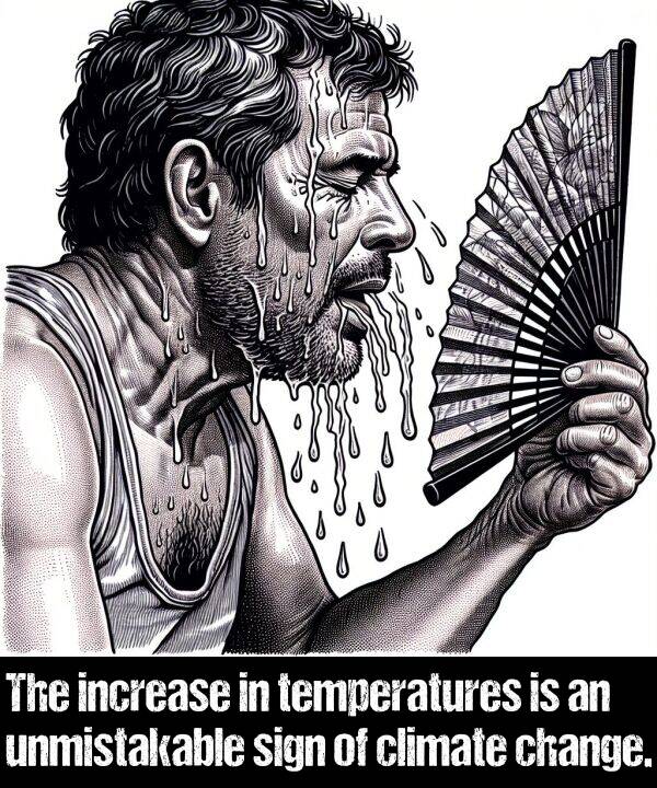 temperatures: The increase in temperatures is an unmistakable sign of climate change.