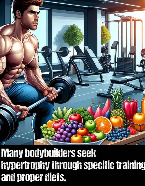 specific: Many bodybuilders seek hypertrophy through specific training and proper diets.