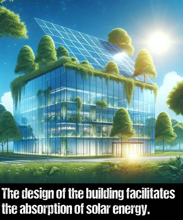 absorption: The design of the building facilitates the absorption of solar energy.