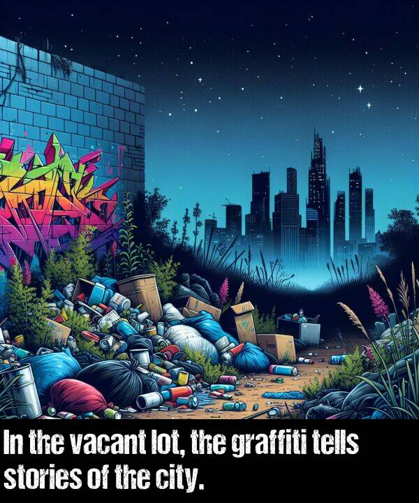 lot: In the vacant lot, the graffiti tells stories of the city.