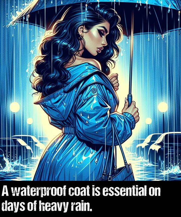 heavy: A waterproof coat is essential on days of heavy rain.