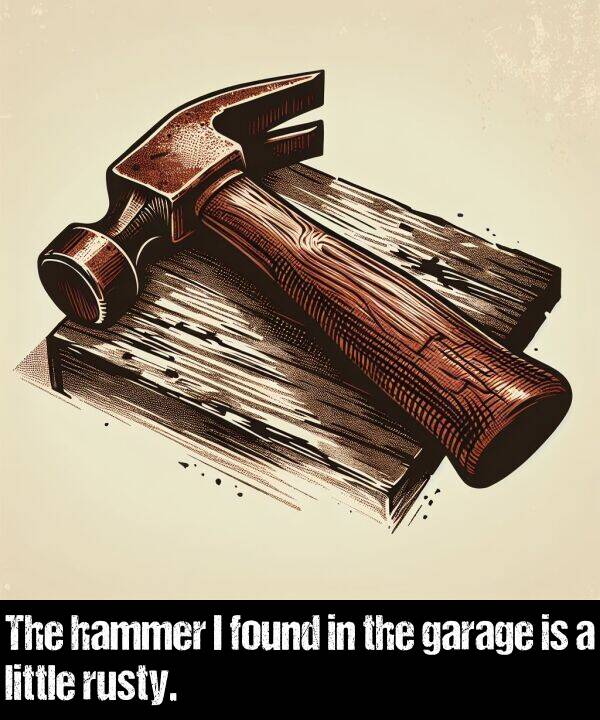 hammer: The hammer I found in the garage is a little rusty.