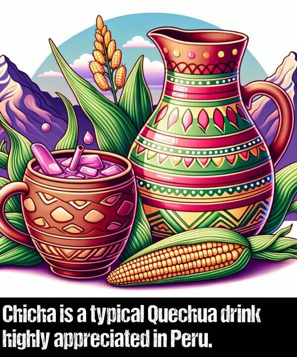 typical: Chicha is a typical Quechua drink highly appreciated in Peru.