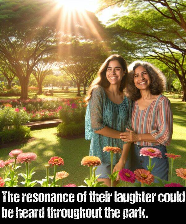 laughter: The resonance of their laughter could be heard throughout the park.