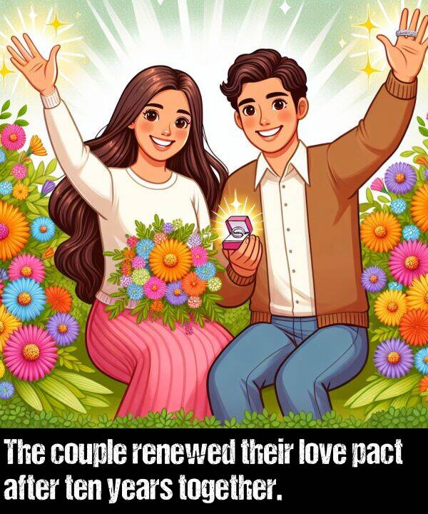 together: The couple renewed their love pact after ten years together.