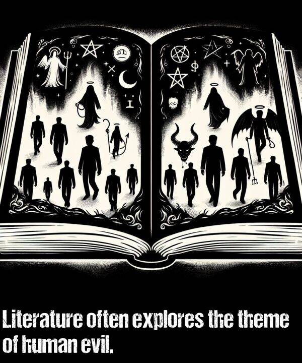 often: Literature often explores the theme of human evil.