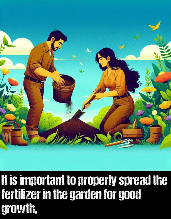 spread: It is important to properly spread the fertilizer in the garden for good growth.