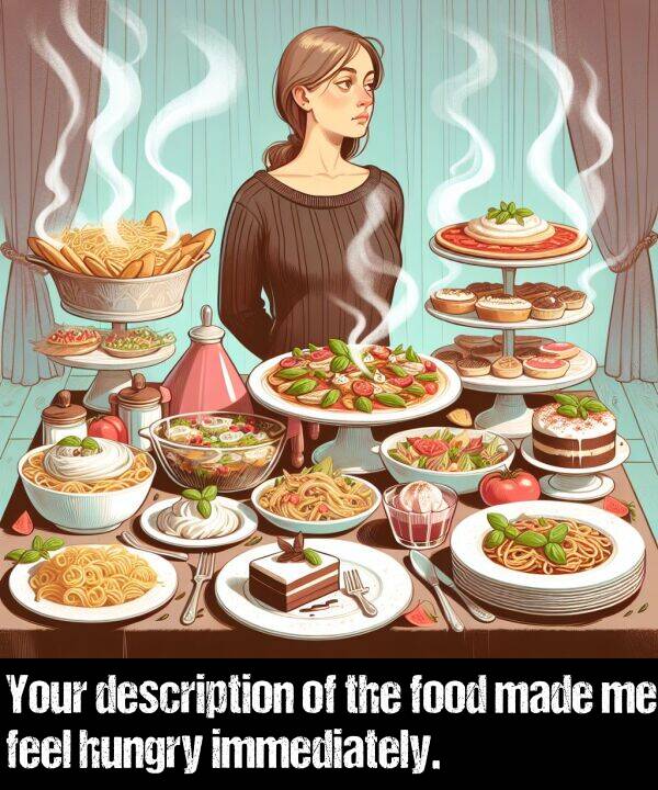 feel: Your description of the food made me feel hungry immediately.