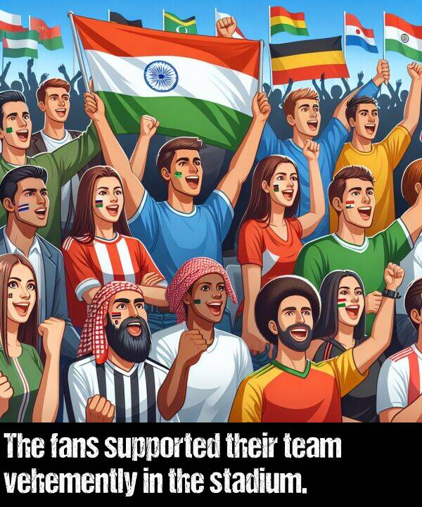 their: The fans supported their team vehemently in the stadium.