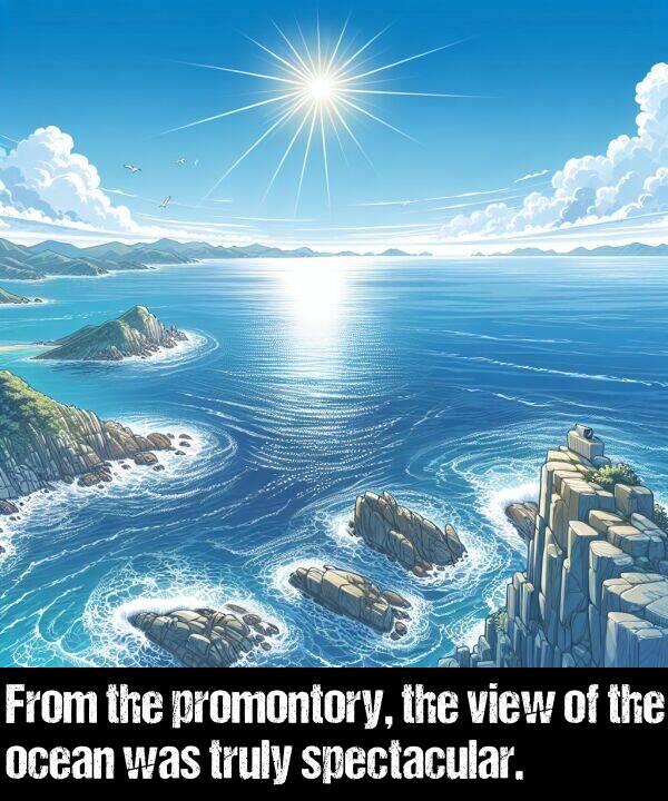 view: From the promontory, the view of the ocean was truly spectacular.