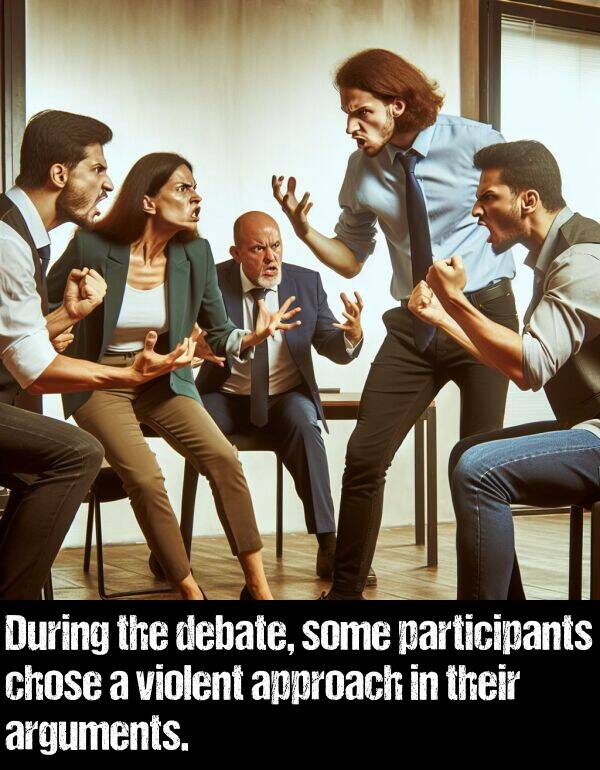 violent: During the debate, some participants chose a violent approach in their arguments.
