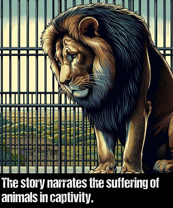 narrates: The story narrates the suffering of animals in captivity.
