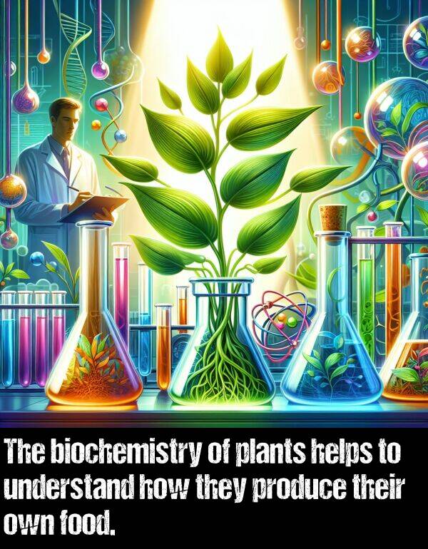 how: The biochemistry of plants helps to understand how they produce their own food.