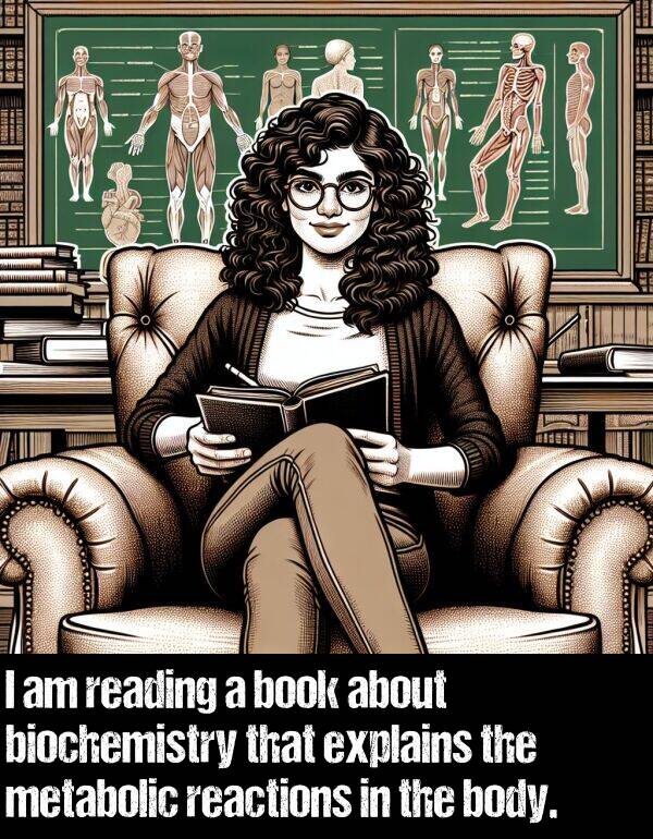 body: I am reading a book about biochemistry that explains the metabolic reactions in the body.