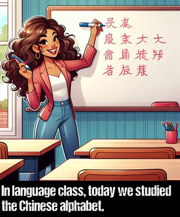 language: In language class, today we studied the Chinese alphabet.