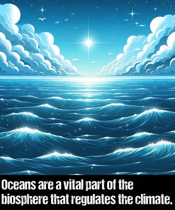 part: Oceans are a vital part of the biosphere that regulates the climate.