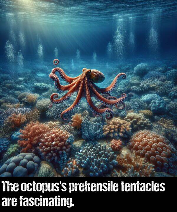 are: The octopus's prehensile tentacles are fascinating.