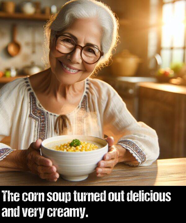 delicious: The corn soup turned out delicious and very creamy.