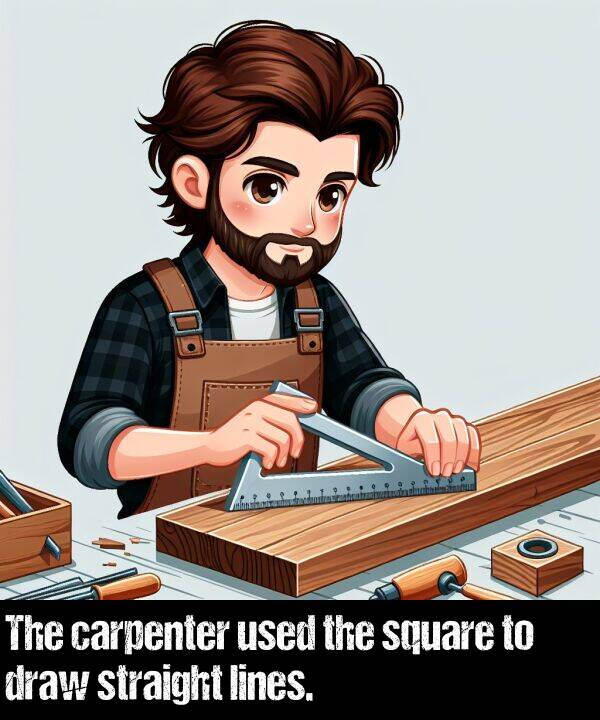 lines: The carpenter used the square to draw straight lines.