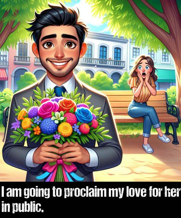 love: I am going to proclaim my love for her in public.
