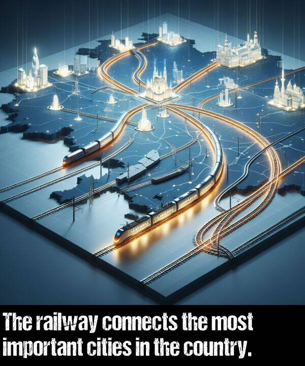 important: The railway connects the most important cities in the country.