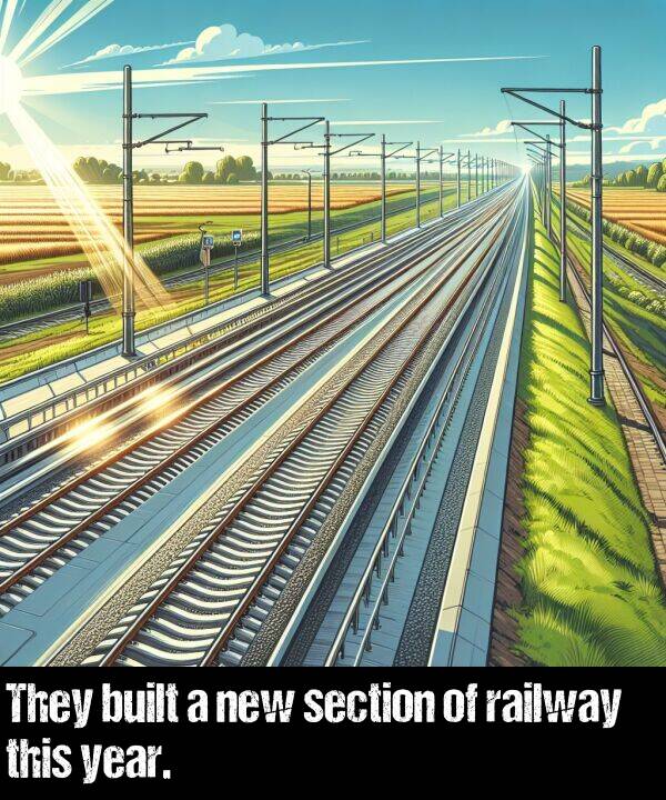 built: They built a new section of railway this year.